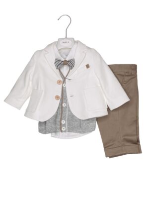 Giacca felpa+gilet+pantalone+camicia+papillon