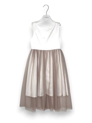 Abito in raso lungo con gonna in tulle