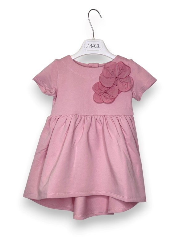 Abito felpa con fiori taffeta