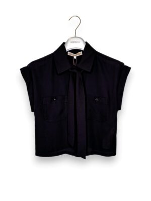 31E3CA8AFDEC72ECFE66AE3152031B49_ Camicia crop+cravatta georgette