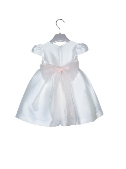 Abito mikado mezza manica+cintura fiori