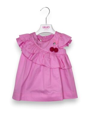 Abito+volan popeline+ciliegie