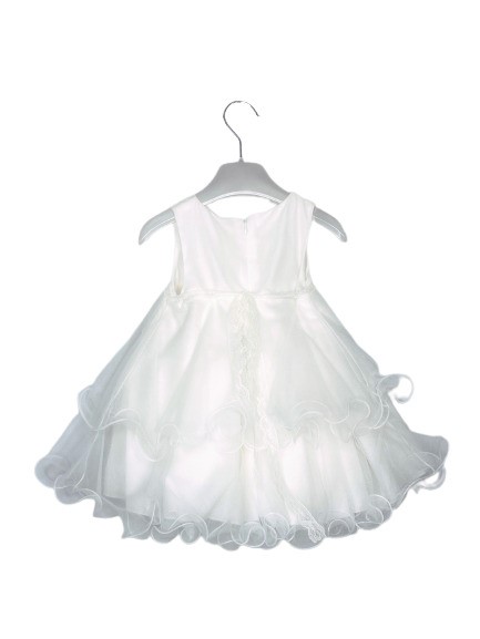 Abito a balze tulle+cintura fiori