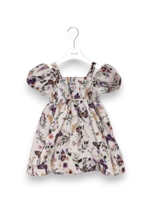 Abito spalla scesa rigato+farfalle