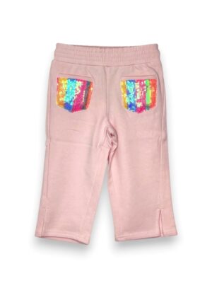 Pantalone felpa+tasche rigate paillettes
