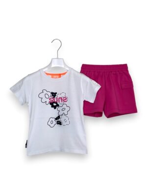T-shirt stampa fiori+short tasconato suns