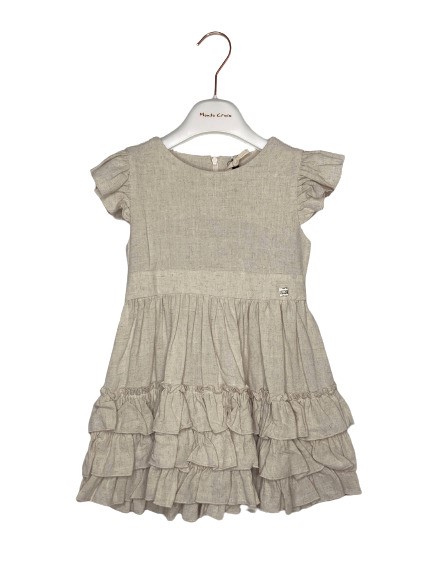 Abito a balze manica aletta viscosa lino