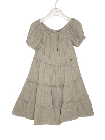 Abito ruota mezza manica viscosa lino