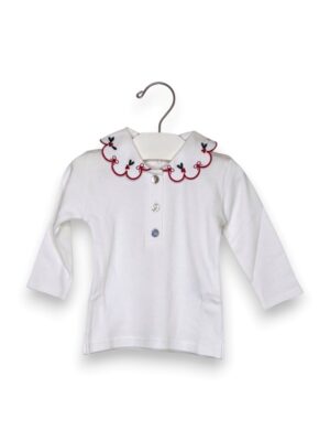 C007688D830549B983C721E6E7526227_ Polo manica lunga+collo festonato fiori rossi