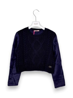 Girocollo lana rombo maniche pelose