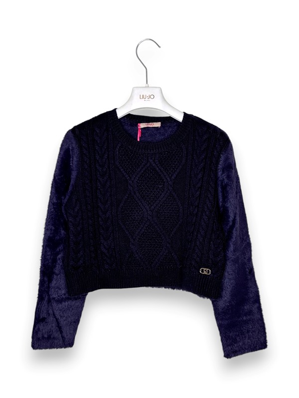 Girocollo lana rombo maniche pelose