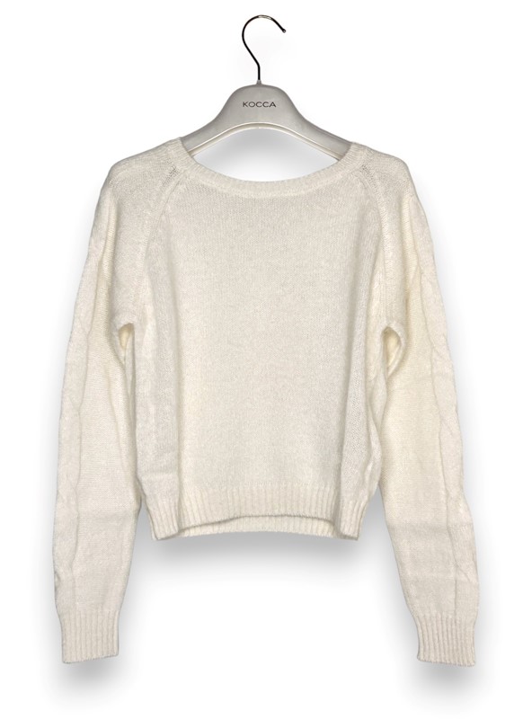 Girocollo lana manica trecce