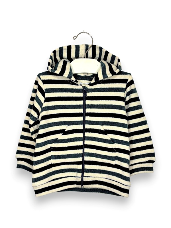 Cappuccio felpa rigata bicolore