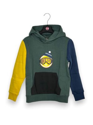 Felpa cappuccio color block