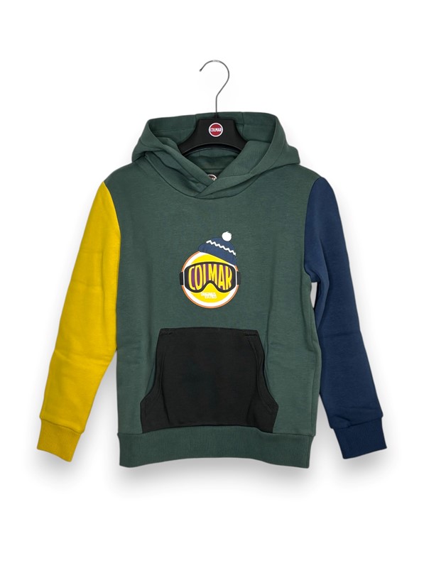 Felpa cappuccio color block