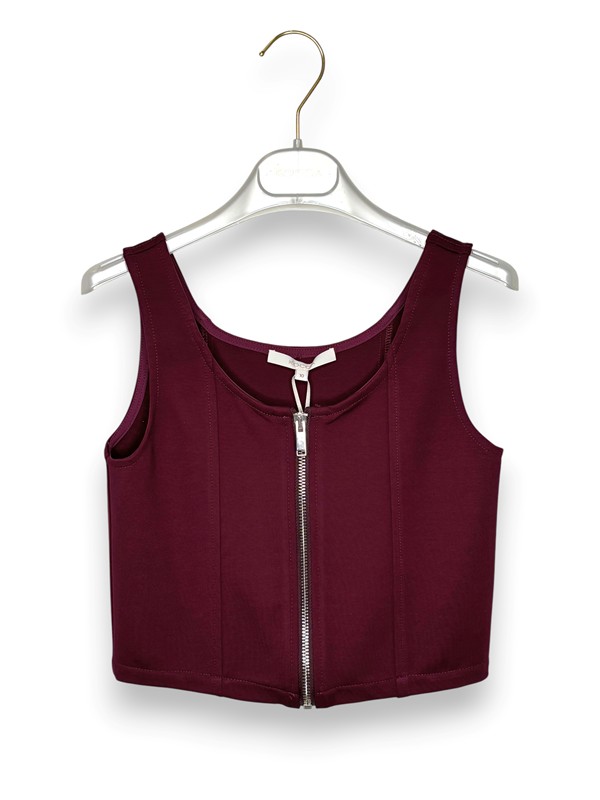 Gilet crop+zip punto milano
