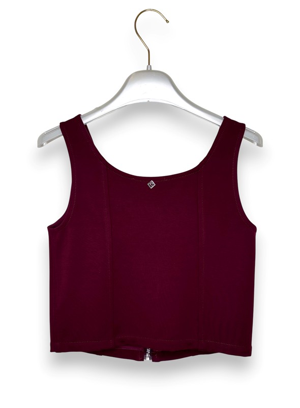 Gilet crop+zip punto milano