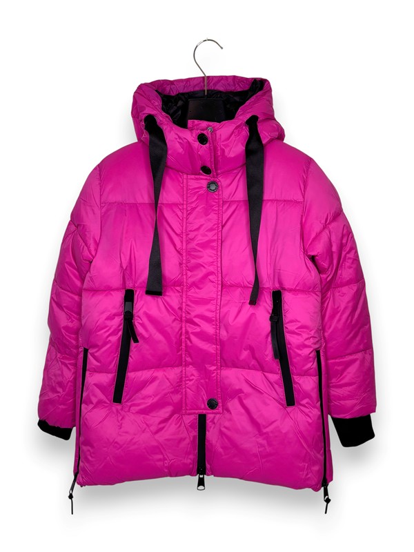 Piumino+cappuccio+zip laterali