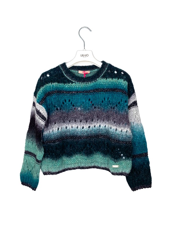 Girocollo jacquard riga lana