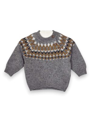 Girocollo lana jacquard norvegese