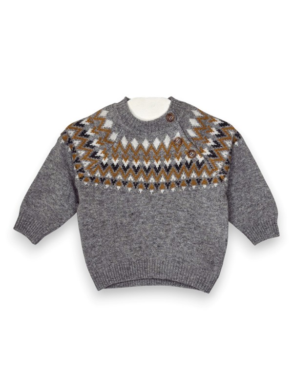 Girocollo lana jacquard norvegese