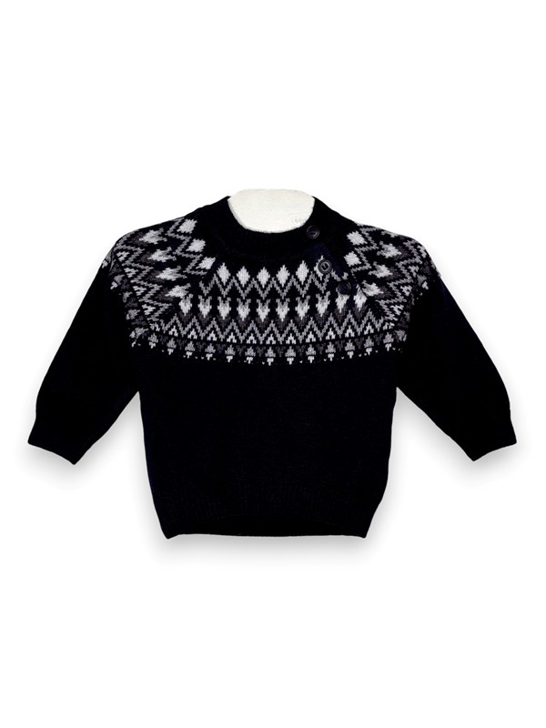 Girocollo lana jacquard norvegese