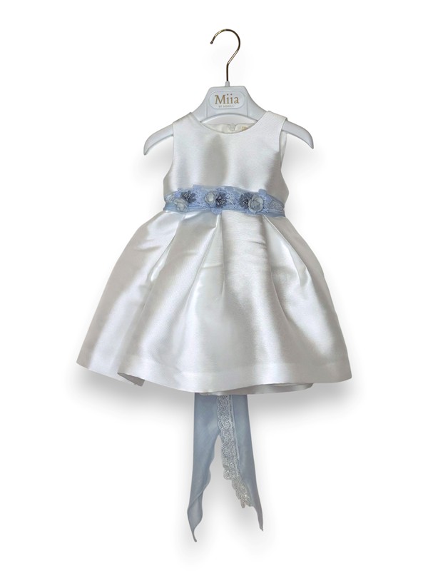 Abito mikado senza maniche+cintura fiori