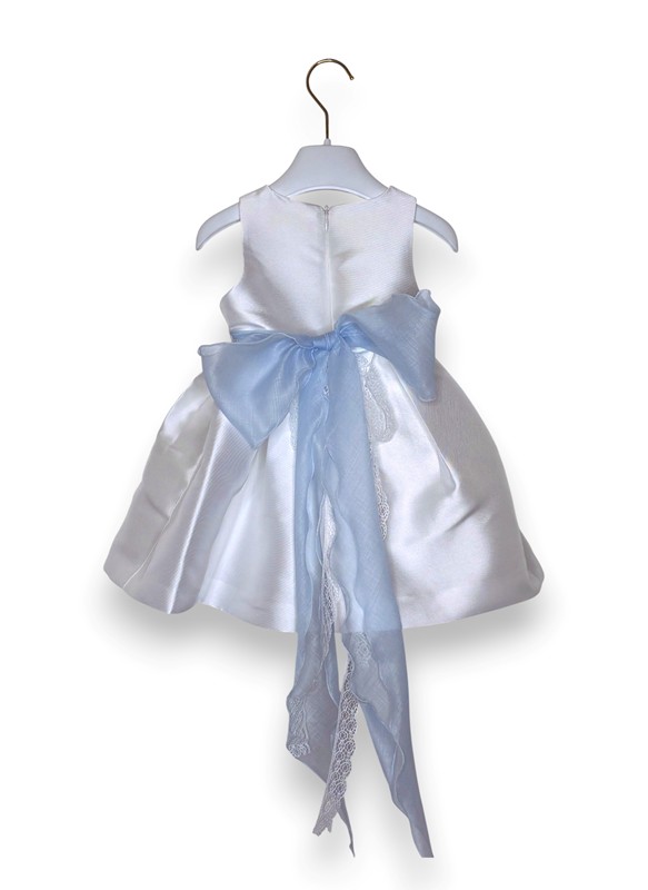 Abito mikado senza maniche+cintura fiori