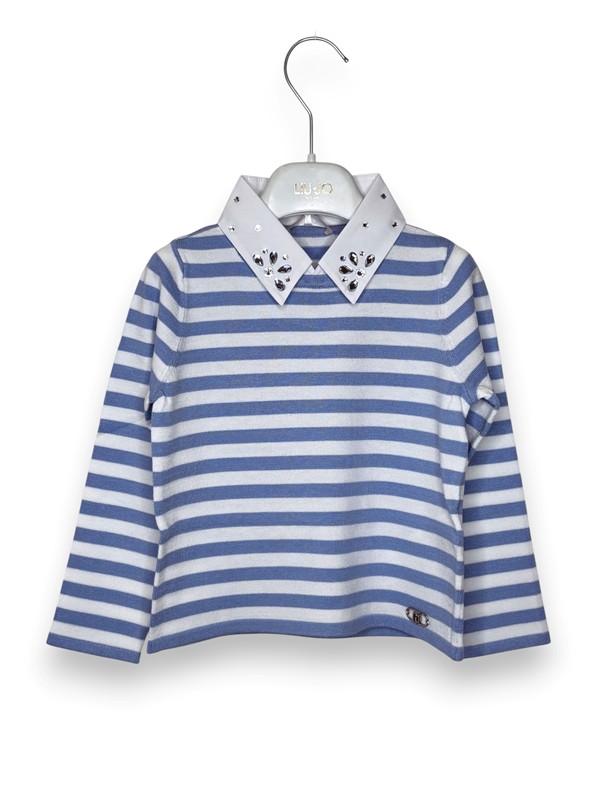 Girocollo maglia rigata+collo staccabile