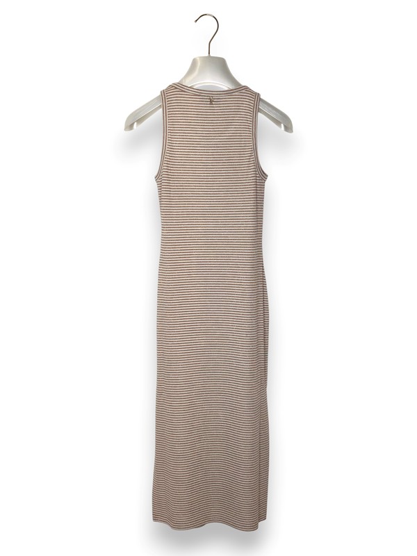 Abito tubino senza maniche riga lurex