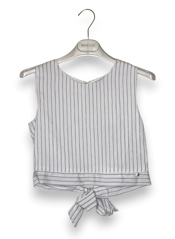 Top gessato+fiocco cotone