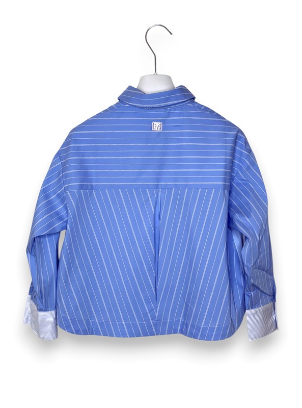 Camicia over crop popeline gessato