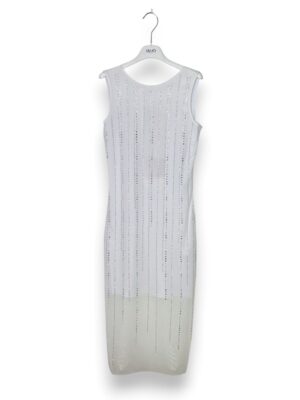 Abito lungo jersey viscosa righe svarowsky in tinta