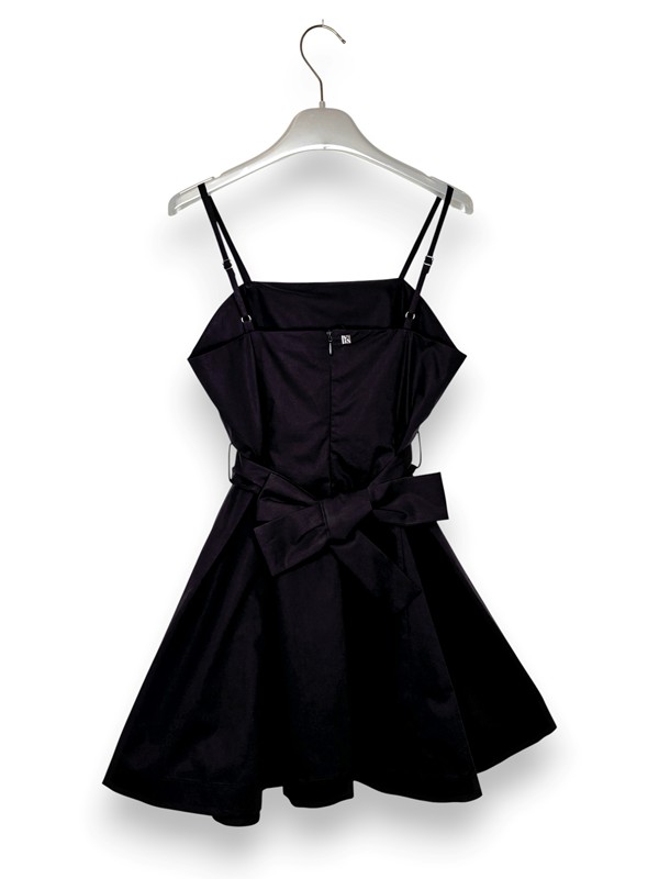 Abito bretelle+cintura popeline