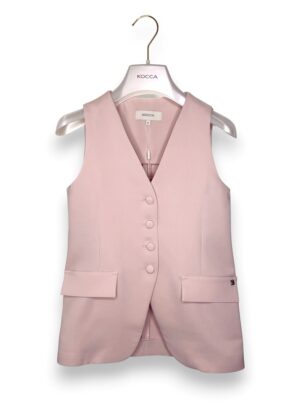 Gilet lungo abbottonato crepe