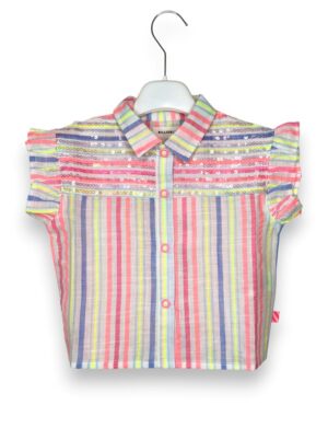 Camiciotto crop over rigata+volan