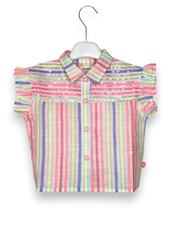 Camiciotto crop over rigata+volan