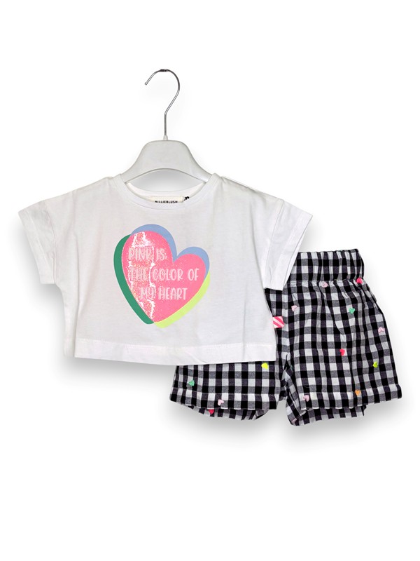 T-shirt crop cuore+bermuda vichy
