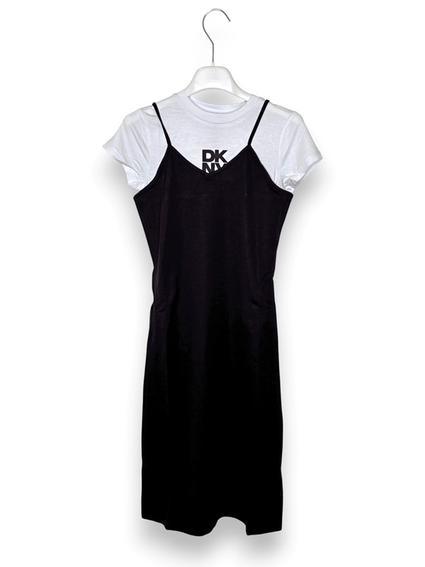 Abito bretelle lungo+t-shirt dkny