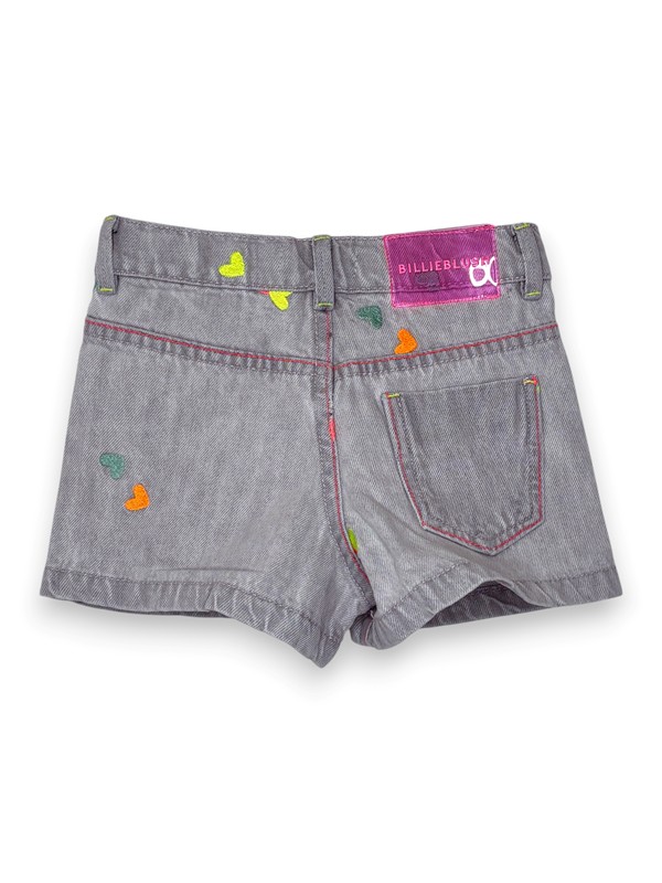 Short denim cuoricini ricamati multicolor
