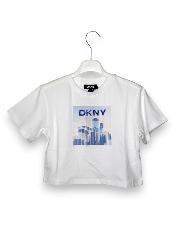 T-shirt crop over dkny grattacieli