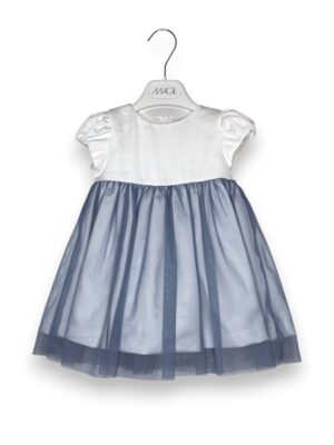 Abito in raso con gonna tulle bicolore