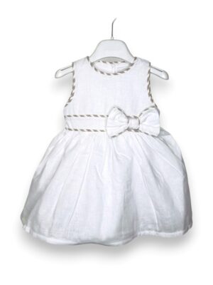 Scamiciato+fiocco lino+profilo rigato