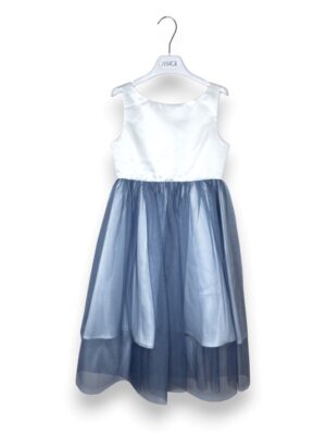 Abito in raso lungo con gonna in tulle