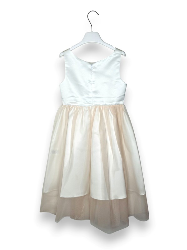 Abito in raso lungo con gonna in tulle