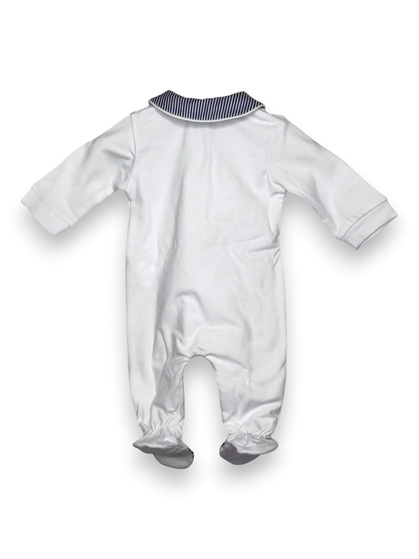 Tutina cotone abbottonata orso rigato