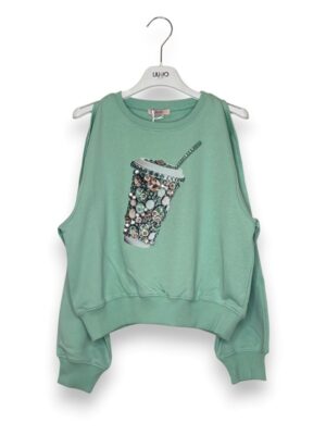 Felpa girocollo+spalle aperte+cup