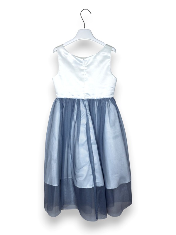 Abito in raso lungo con gonna in tulle