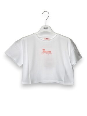 T-shirt cropped stampa los angeles dietro