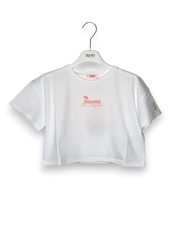 T-shirt cropped stampa los angeles dietro